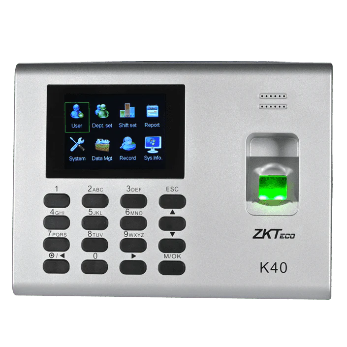 Control de asistencia K40 Pro pantalla 2.8” huellas 2000 TCP/IP USB-host ADMS ID Marca: ZKTeco